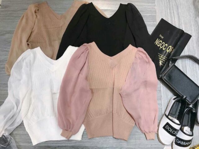 Áo len pha tay voan