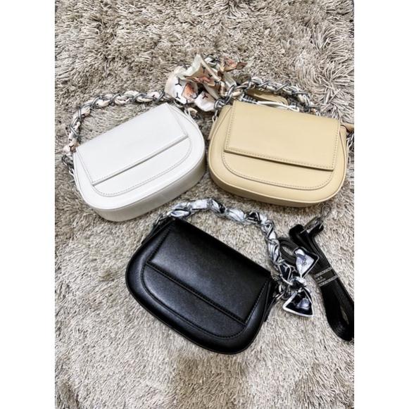 Túi bầu tròn QC bản 2 dây kèm tết sẵn khăn chất da trơn hàng cao cấp