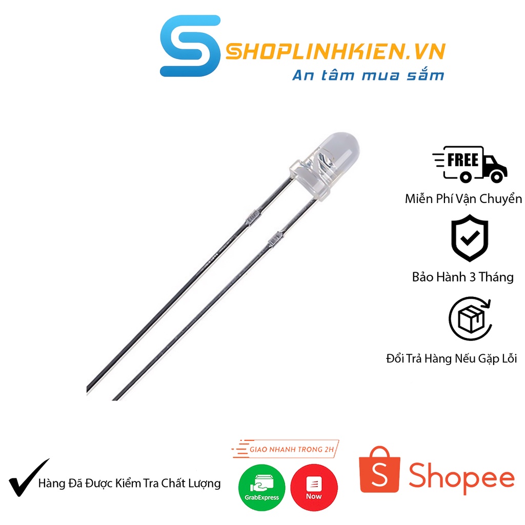 COMBO 10 Bóng Led 3MM Sáng Trắng Siêu Sáng🍀Led đơn 3mm màu trắng trong