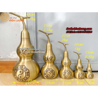 Hồ lô bát quái chữ phúc bằng đồng vàng nguyên chất các cỡ to 27cm - 35cm -48cm - đồ thờ hiên lượng