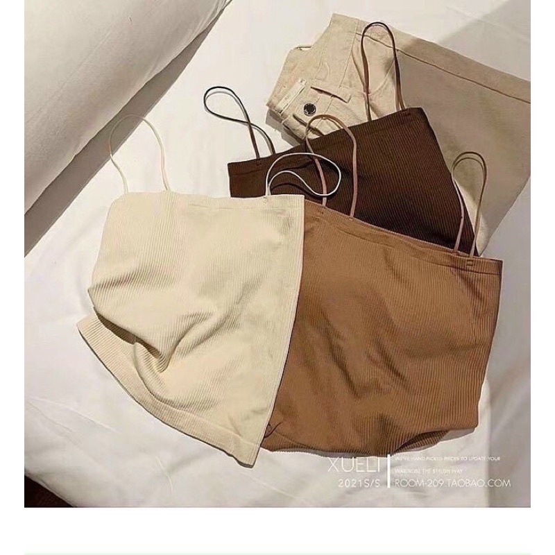 Áo Bra Nữ 2 Dây Mảnh Dáng Lửng Có Đệm Ngực Hàng Đẹp