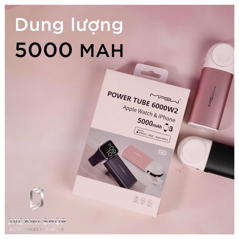 [HÀNG CHÍNH HÃNG] Sạc không dây MIPOW Tube 5000mAh cho Apple Watch và iPhone