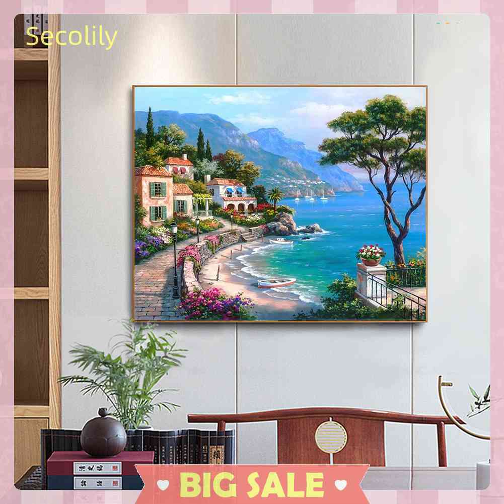Bộ Tranh Thêu Chữ Thập 11CT DIY Hình Thị Trấn Biển Đầy Đủ