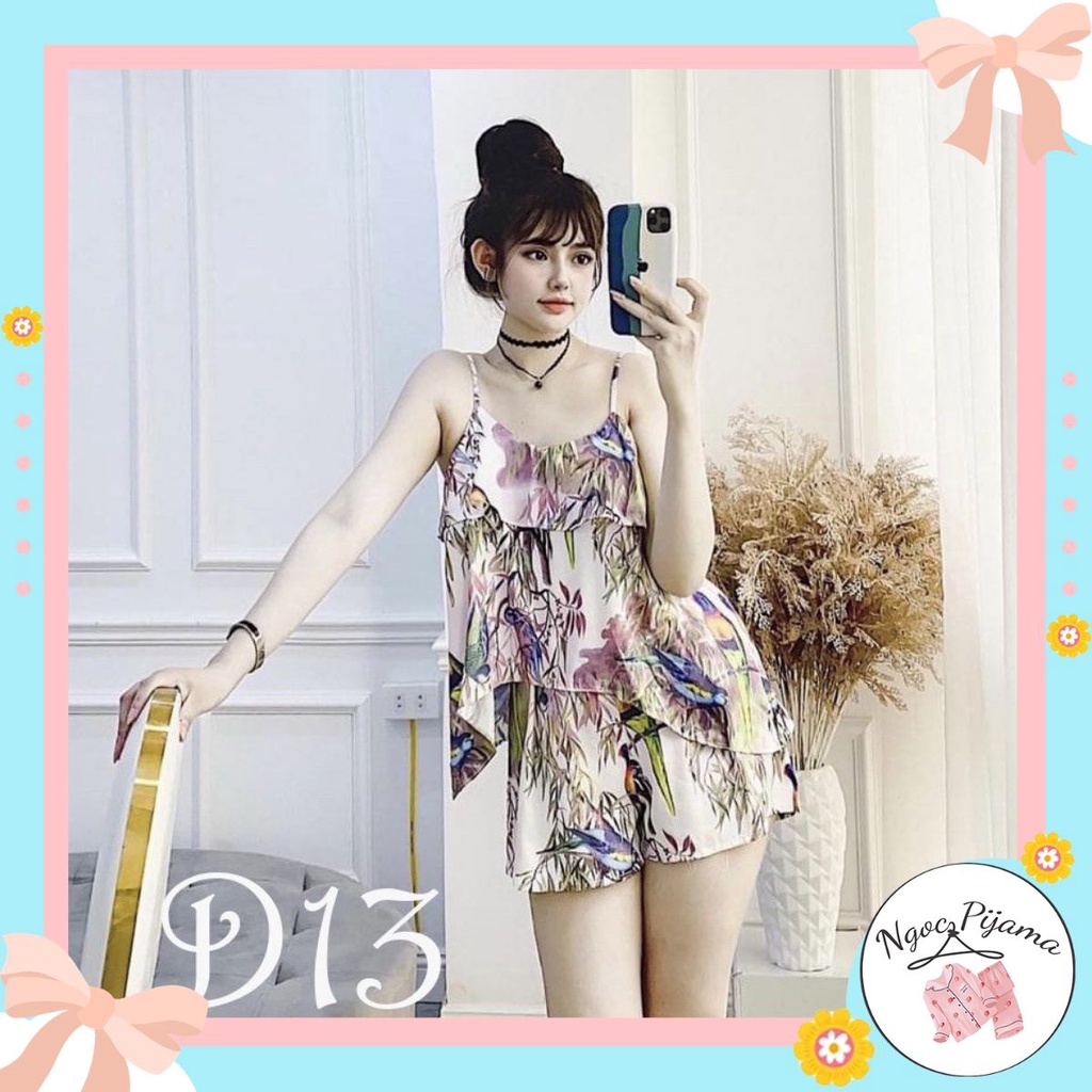 [Giá Sập Sàn] đồ ngủ hai dây quần đùi lụa