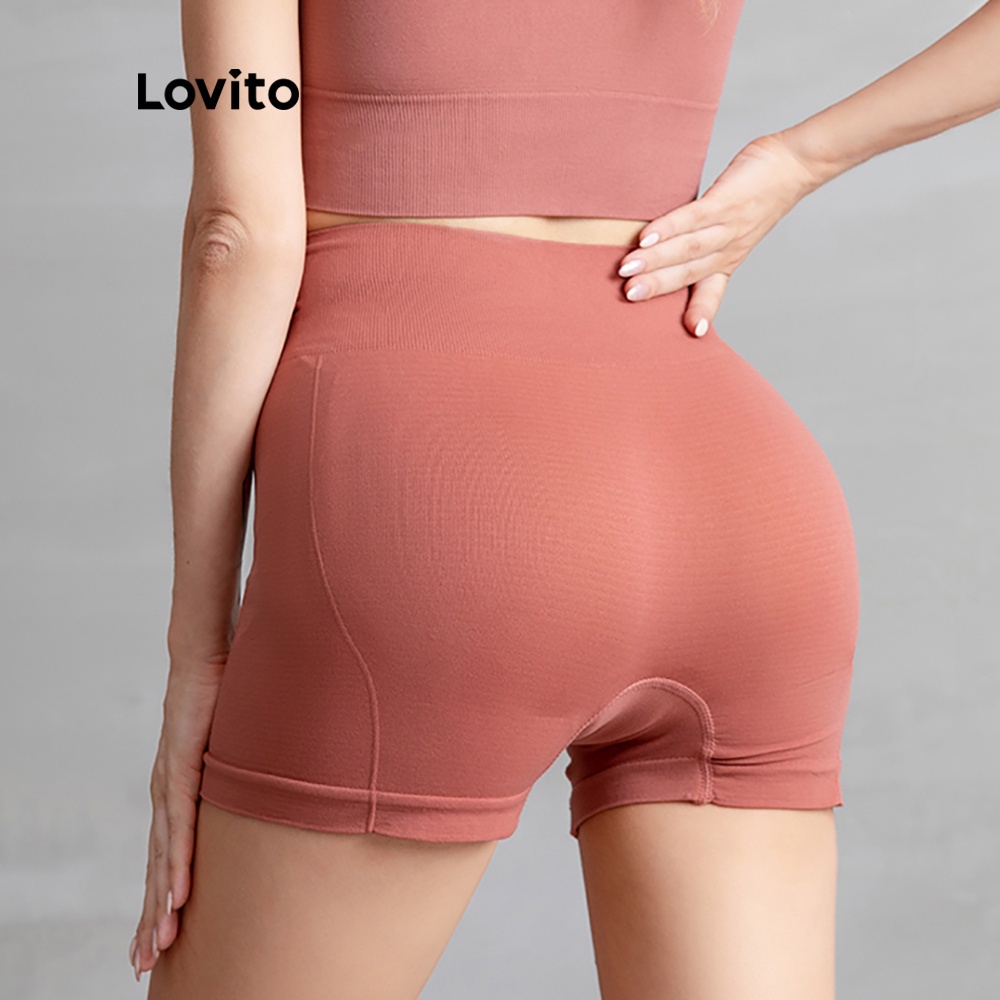 Quần short Lovito in họa tiết chữ phong cách thể thao L05219 (Màu hồng / Đen)