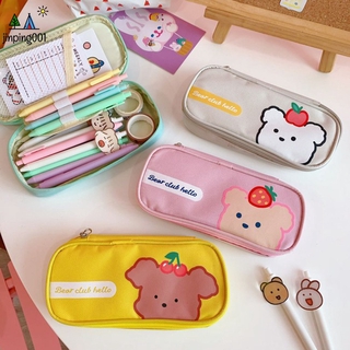 Túi đựng bút đa năng in họa tiết hoạt hình dễ thương chống thấm nước có khóa kéo tiện dụng