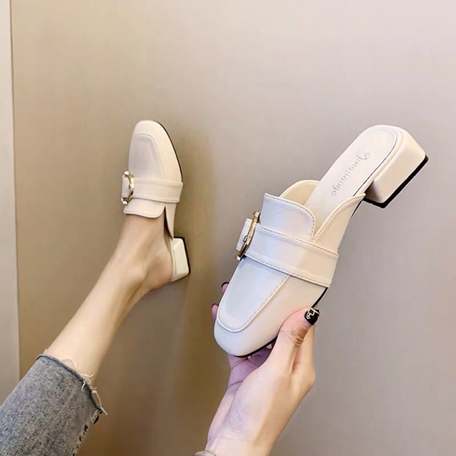 Mules Shoes/ Giày Búp Bê Đế Xuồng, Giày búp bê mũi vuông khoá chữ D , Gót vuông 2.5p (4 Ảnh Thật Cuối) | BigBuy360 - bigbuy360.vn