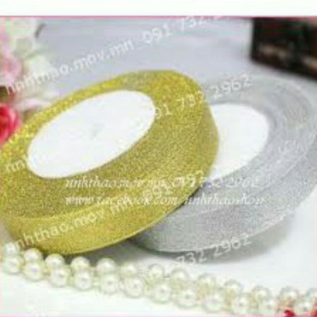 Ruy băng nhũ 1cm, ruy băng kim tuyến