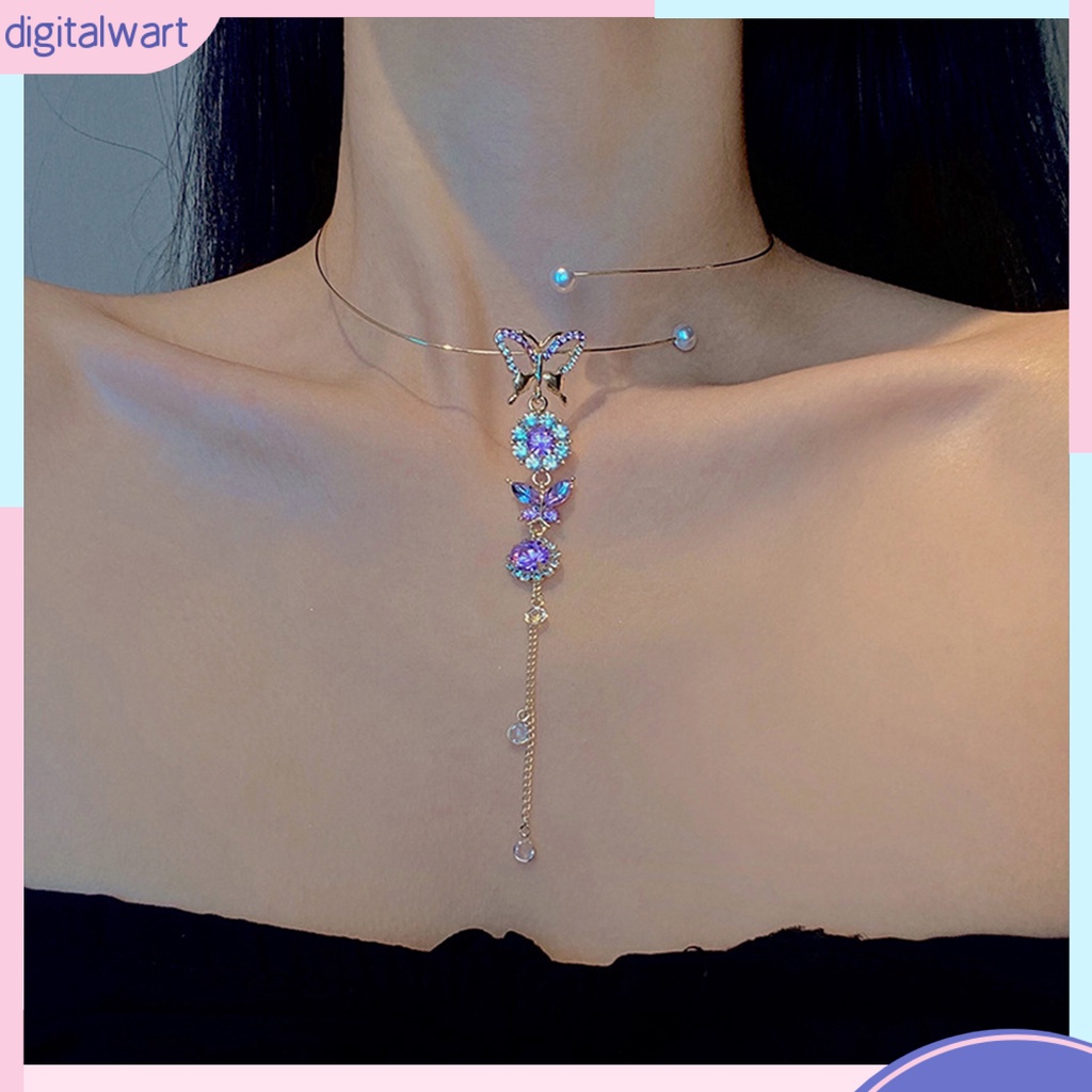 Vòng Cổ Choker Mặt Hình Bướm Đính Đá Có Thể Điều Chỉnh Kích Cỡ