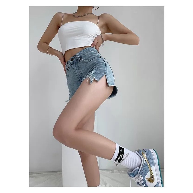 Quần Short Denim Xẻ Tà Thời Trang Mùa Hè Cho Bé Gái
