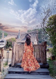 ĐẦM MAXI HOẠ TIẾT THUN EO