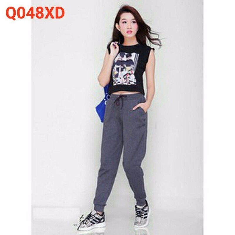 Quần Jogger Len Gân Nữ_Ghi