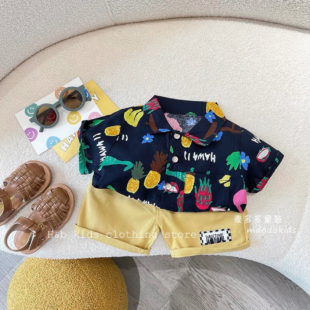 [XẢ HÀNG] Bộ Quần Áo Sơ Mi Cộc Tay Cho Bé Trai