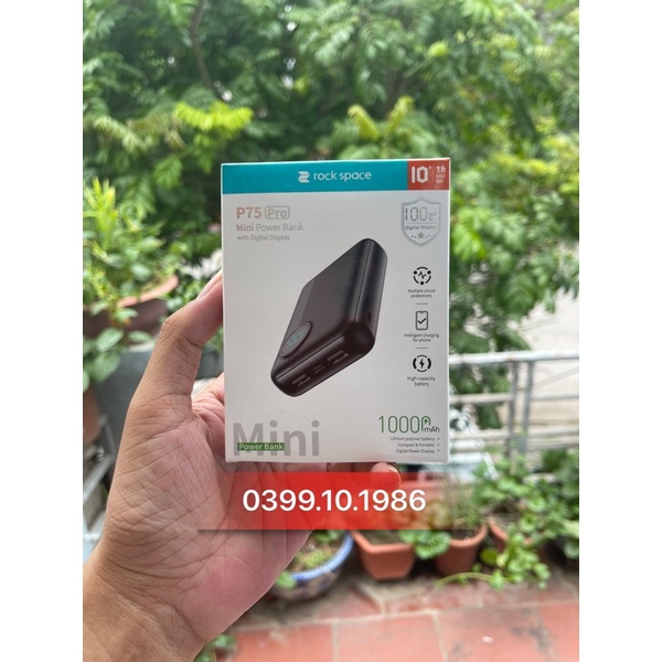 Sạc dự phòng mini ROCK P75 PRO 10.000mAh nhỏ gọn siêu trâu