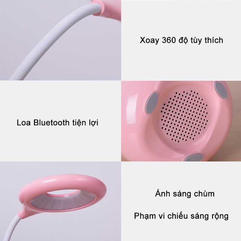 Đèn học để bàn tích điện chống cận kiêm loa Bluetooth cảm ứng tiện lợi