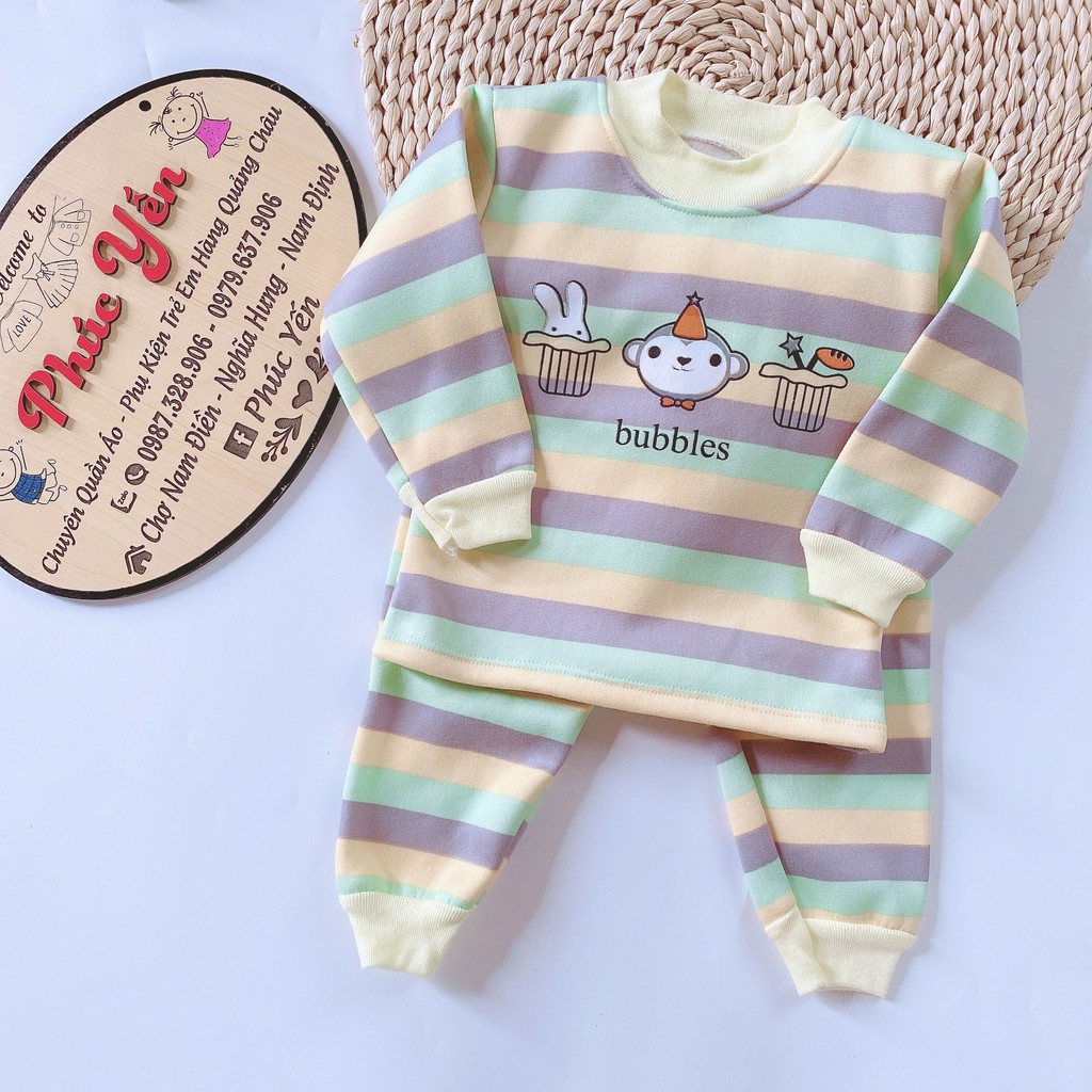 BỘ NỈ KẺ CỔ CHUI CHO BÉ (7-16KG)