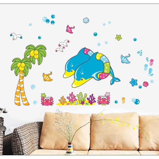 Decal trang trí tường - Trình Diễn Xiếc Cá Heo