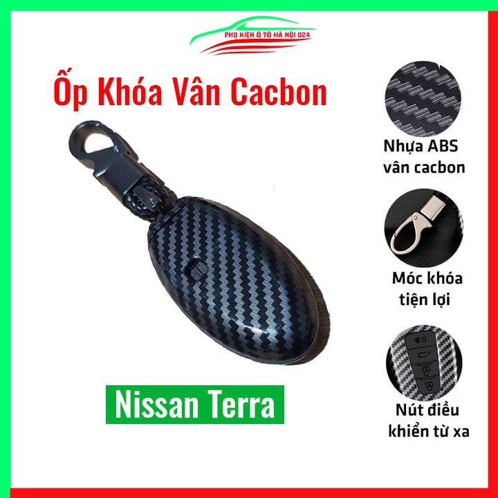 Ốp khóa cacbon Nissan Terra kèm móc khóa