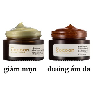 Combo mặt nạ bí đao cocoon giảm mụn + Mặt nạ hoa hồng cocoon dưỡng ẩm