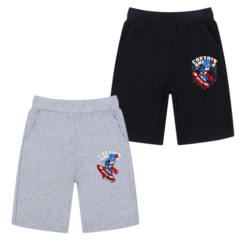 Marvel Comics Captain America Quần short cho bé trai Quần short thể thao cotton mùa hè