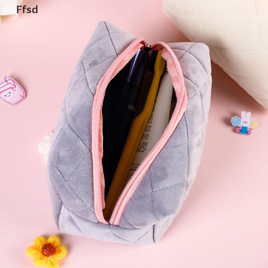 {Ffsd} Túi Đựng Mỹ Phẩm / Đồ Trang Điểm Cỡ Lớn Bằng Nhung Có Khóa Kéo * Bán Chạy