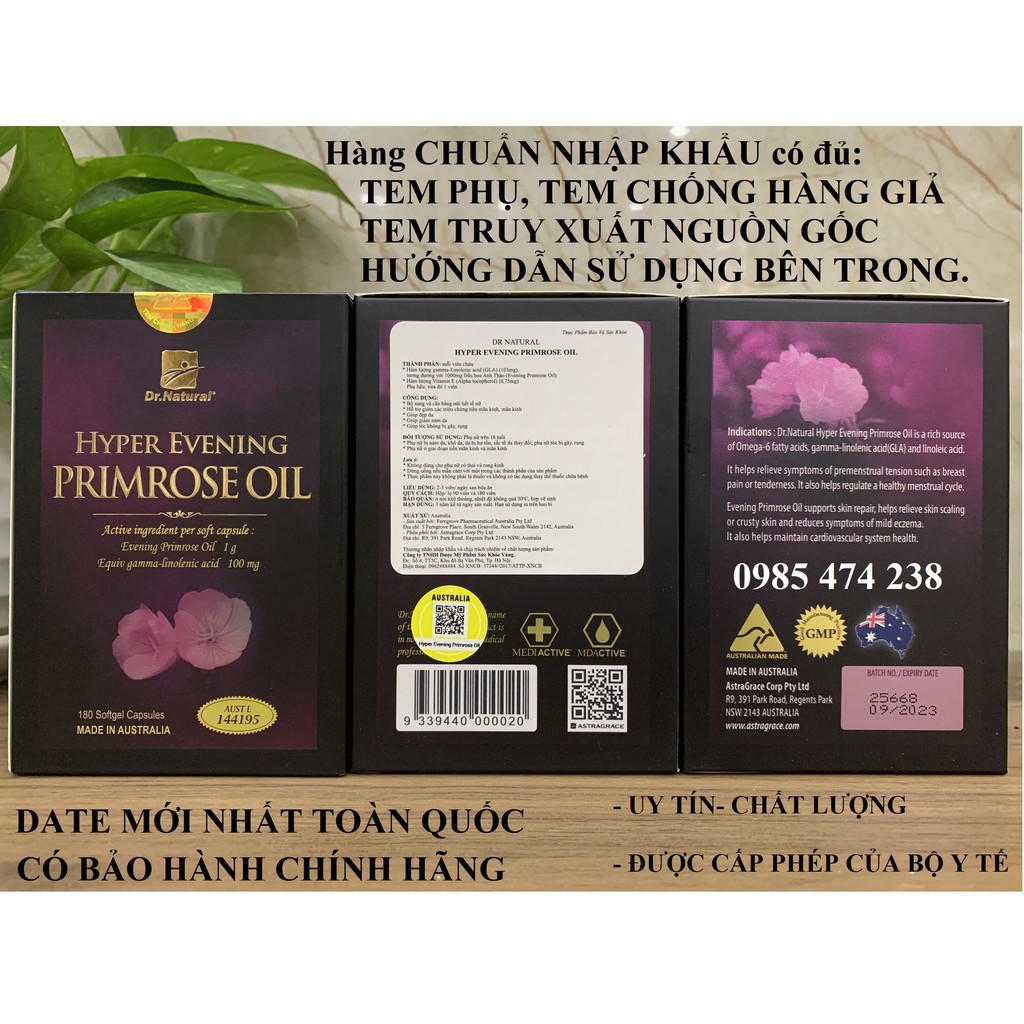 [QUÀ SIÊU KHỦNG+BẢO HÀNH CHÍNH HÃNG] Viên uống bổ sung cân bằng nội tiết tố Dr Natural Hyper Evening Primrose Oil 1000mg