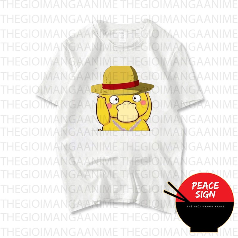 Áo thun phông trắng in hình PSYDUCK ver ONE PIECE Konduck anime chibi