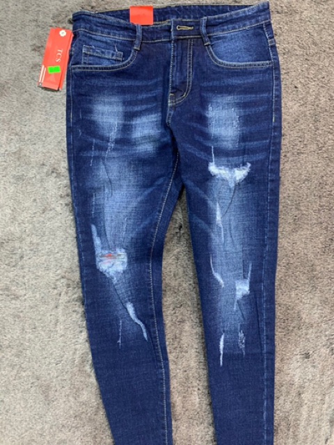 Quần jean nam xanh đen rách xước,quần bò đẹp giá rẻ AT 43 | BigBuy360 - bigbuy360.vn