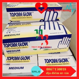 [ Hàng Cao Cấp ] Găng Tay Y  Tế Có Bột Các Size TOPCARE Nhập Khẩu Malaysia Hộp 100 Cái
