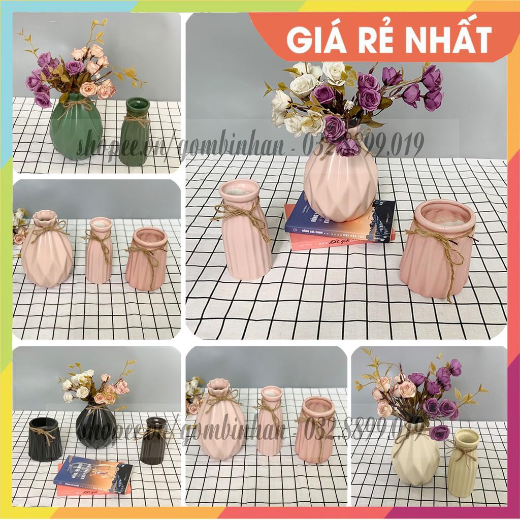 (SIÊU XINH - SET 3 LỌ HOA TRƠN) Bán bình lọ hoa gốm sứ cắm trang trí phòng bày nghệ thuật giá rẻ đẹp nhất!