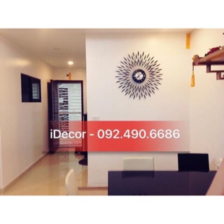 Đồng hồ treo tường trang trí hoa đá lớn lá nhọn size 80cm