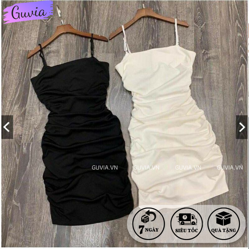 Đầm Váy Body 2 Dây NHÚN SEXY Gợi Cảm Chất Thun COTTON Tốt Mặc Đẹp GUVIA