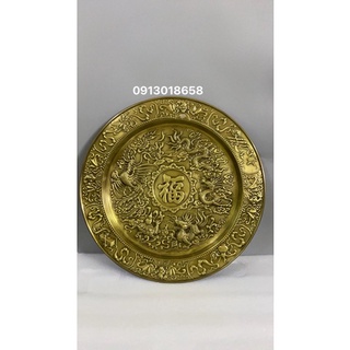 Mâm đồng tứ linh 52cm long ly quy phượng bằng đồng nguyên chất..