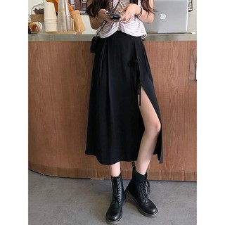 Chân váy xẻ buộc nơ đen cá tính KAN0321