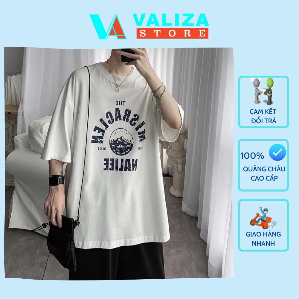 Áo thun tay lỡ VALIZA phông Unisex nam nữ tay lỡ Cotton oversize form rộng ATL02
