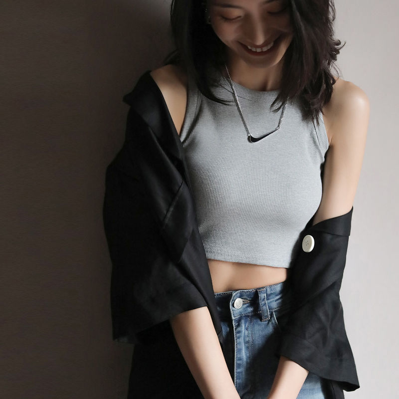 Áo croptop ba lỗ COZOKC vải cotton co giãn thời trang cho nữ