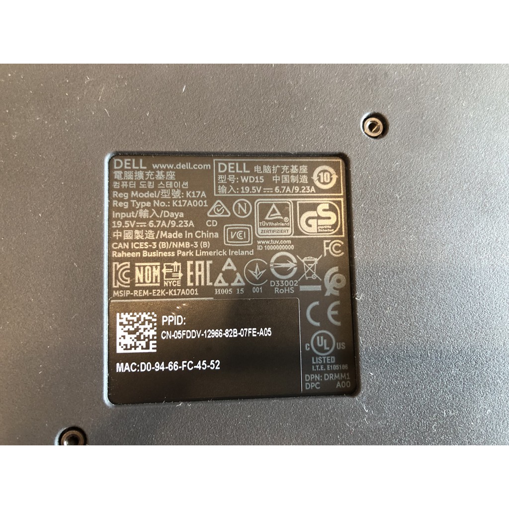 Dell WD15 Dock Station chưa gồm sạc Dell 130w