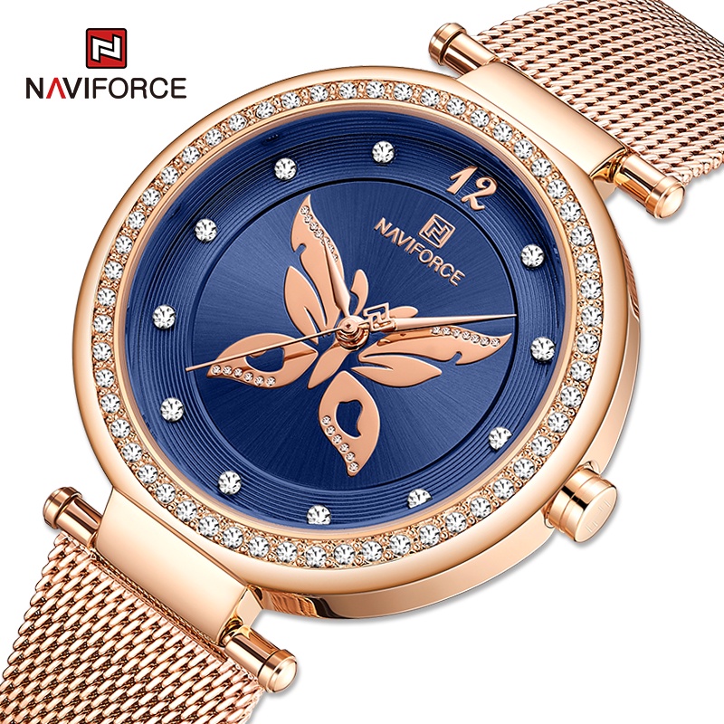 NAVIFORCE NF5018 Đồng hồ thạch anh chống thấm nước cho nữ có dây đeo bằng lưới