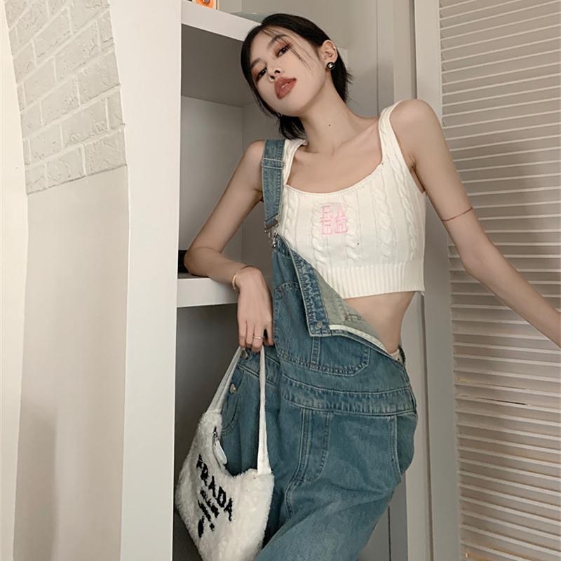 Áo Hai Dây Dệt Kim Mỏng Thêu Họa Tiết Thời Trang Cho Nữ