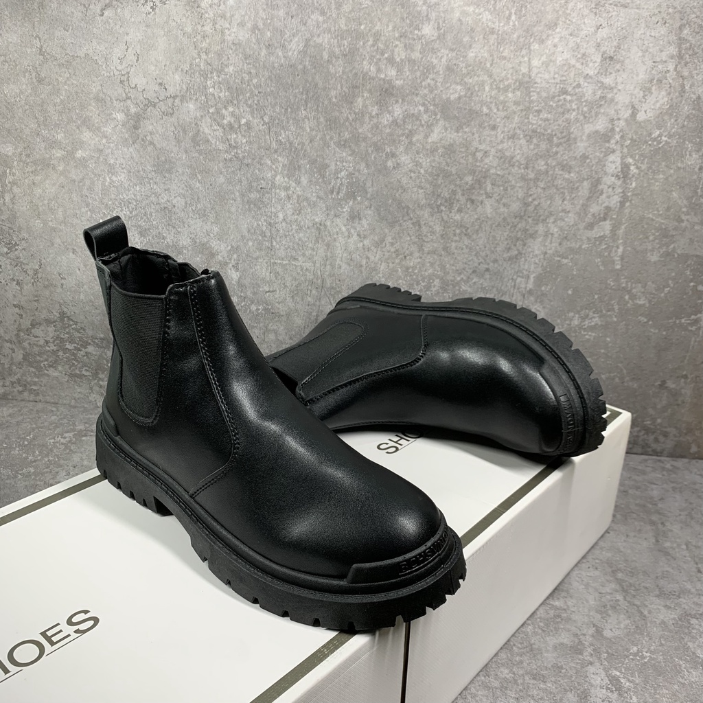 Giày bốt da nam - Chelsea Boots cổ thấp ôm chân phong cách Ulzzang mã BX03