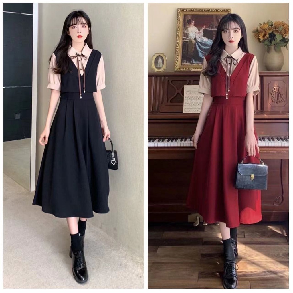 Đầm Giả Hai Lớp Cổ Polo Che Bụng Thời Trang Mùa Hè Kiểu Mới