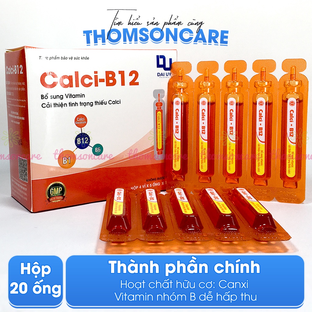 Calci B12 hộp 20 ống 10ml - Tăng cường sức khỏe - Bổ sung vitamin, cải thiện tình trạng thiếu hụt canxi