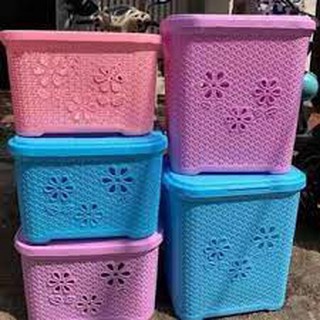 Giỏ nhựa có nắp Việt Nhật 5159, Làn nắp hoa, Sọt đựng quần áo, đồ chơi trẻ em