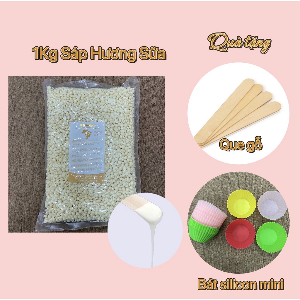 [TẶNG BÁT SILICON MINI] 1KG SÁP MÀU TẨY LÔNG WAX BEANS SIÊU BÁM LÔNG TẶNG KÈM QUE WAX