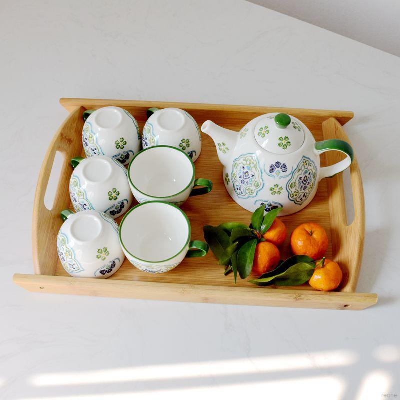 Khay gỗ tre đựng trà / trái cây đa năng tiện dụng