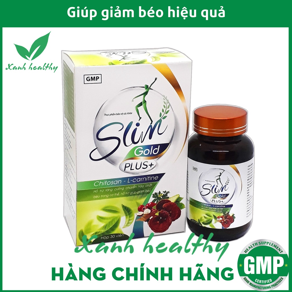 Viên uống giảm cân SLIM Gold Plus - Thành phần thảo dược - Hộp 30 viên chuẩn GMP- giúp giảm béo an toàn hiệu quả