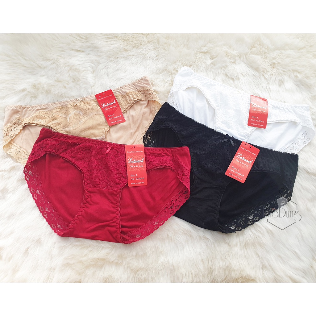 Combo 4 quần lót nữ vải cotton có ren cao cấp siêu thoáng mát dưới 70kg