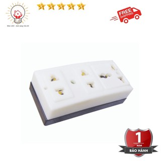 Ổ Thái 3 cửa nhựa chống cháy, đế đen