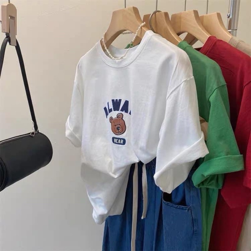 Áo Thun 3158 In Hình GẤU ALWAY Form Rộng Unisex Chất Cotton Khô Loại 1, Thoáng Mát, Thấm Hút Mồ Hôi - GUNN