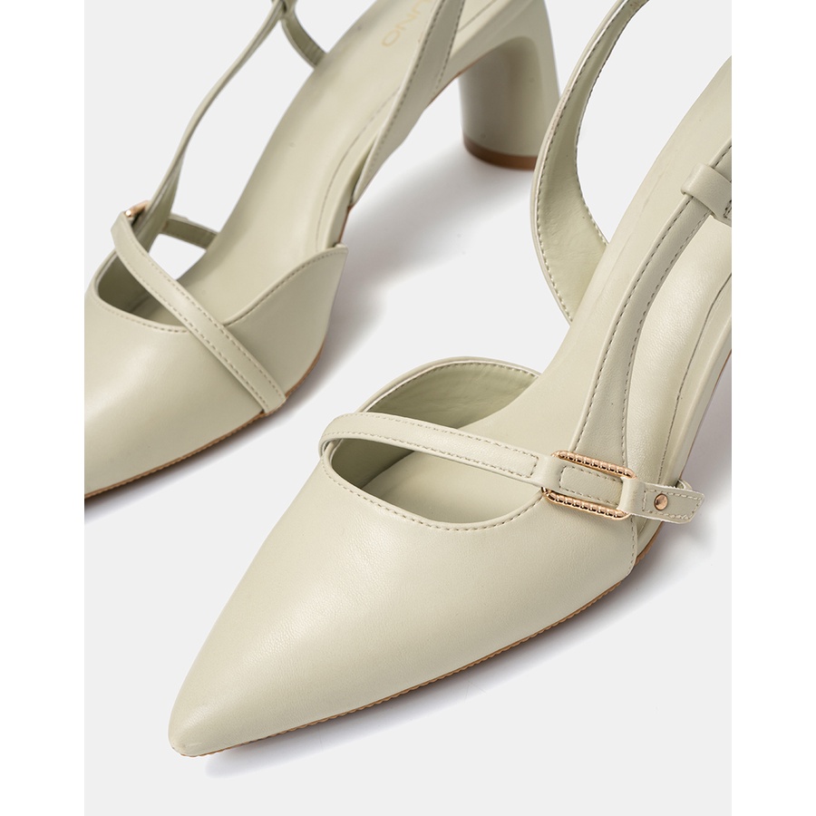 Giày Cao Gót 7cm Thời Trang JUNO Slingback Phối Khoá Trang Trí CG07115